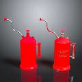 Red Happy Meal Containers With Curved Nozzles And Handles On Black Background