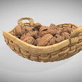 Woven Storage Basket Filled With Fresh Walnuts For Home Storage Use 3d model