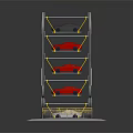 Sturdy Metal Multi Tier Storage Furniture With Safety Rails And Yellow Accents