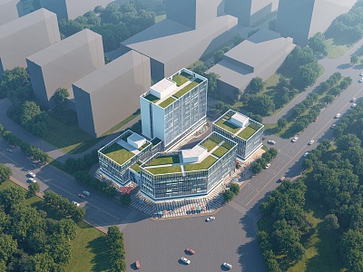 Industrial Park Bird's-eye View Planning Multi-storey Office Building Street Commercial Street Science and Technology Park Industrial Park Appearance 3d model