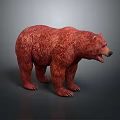 Red Bear Model Standing With Open Mouth And Detailed Fur Texture 3d model