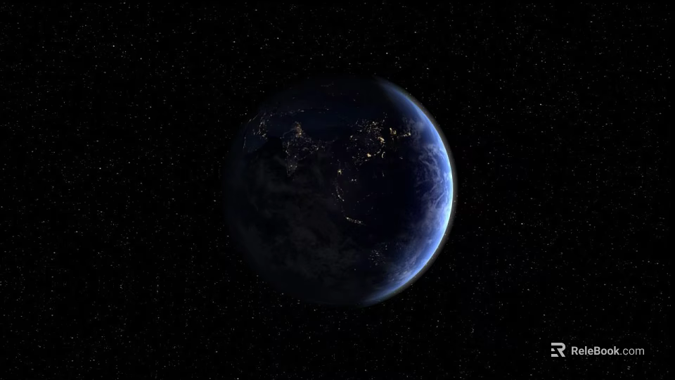 Earth In Space With Starry Background And Illuminated City Lights 3d model 