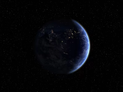 Earth In Space With Starry Background And Illuminated City Lights 3d model