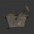 Primitive Tent Structure With Crossed Wooden Poles And Tattered Fabric Cover