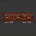 Vintage Red Train Carriage With Multiple Windows And Decorative Metal Wheels 3d model