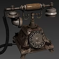 Vintage Telephone With Retro Design Wooden Handle And Metal Rotary Dial