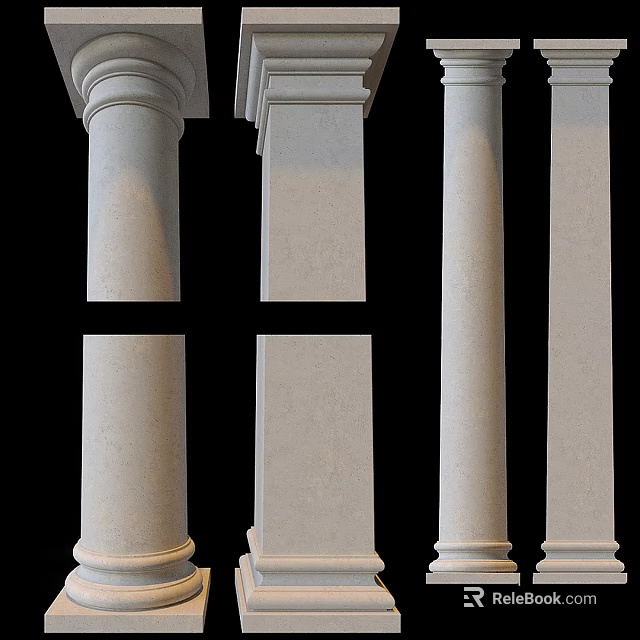 Architectural Components In White Featuring Classical And Modern Design Elements And Various Shapes 3d model 