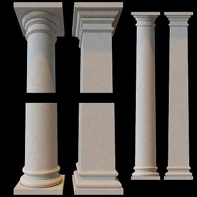 Architectural Components In White Featuring Classical And Modern Design Elements And Various Shapes 3d model