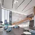 Modern Hall Office Lobby Front Desk 3d model