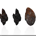 Three Wooden Stone Pieces With Varied Textures And Colors Showing Natural Surface Patterns