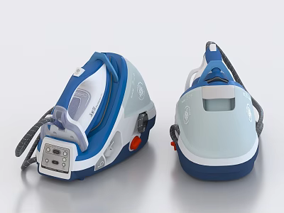 Two Blue And White Steam Irons For Daily Household Use 3d model