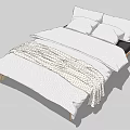 Modern Double Bed With White Bedding Soft Pillows And Wooden Frame 3d model