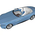 Luxury Blue Convertible Car With Sleek Modern Design And Elegant Open Top Wheels