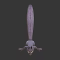 Cute Purple Cartoon Squirrel 3D Model With Big Eyes Long Tail Standing On Dark Background