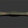 Ancient Bronze Tool With Cross Shaped Head And Green Copper Rust Surface