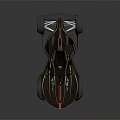 Red Futuristic Sports Car With Sleek Aerodynamic Body Open Top Design And Gold Accents