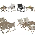 Outdoor Chairs with Folding Design and Matching Tables in Neutral Colors for Patio Use