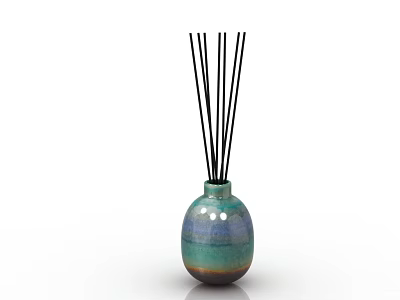 Decorative Ceramic Aromatherapy Ornament Set with Blue Green Gradient Vase and Black Reed Sticks 3d model