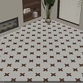 Decorative White And Brown Cross Pattern Floor Tiles For Interior Space Decoration 3d model