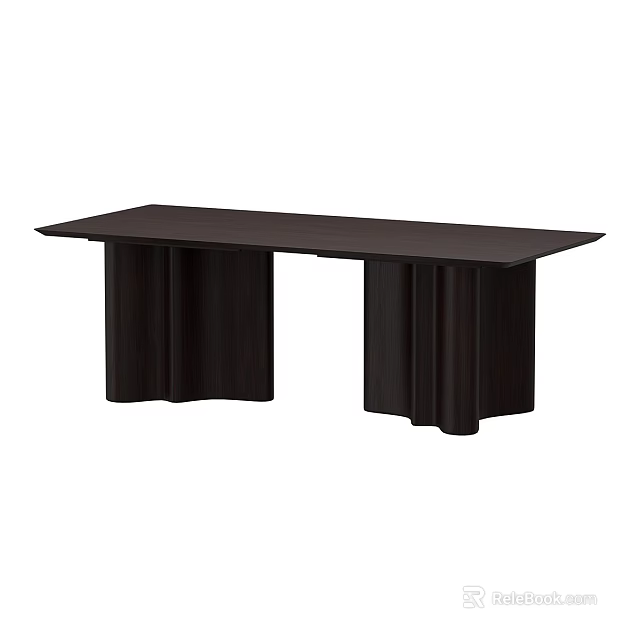 Modern Dark Brown Coffee Table With Curved Legs And Minimalist Design 3d model 