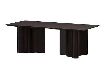 Modern Dark Brown Coffee Table With Curved Legs And Minimalist Design 3d model