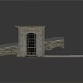 Architectural Scene Components With Stone Railing Platform and Square Frame