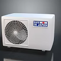 White Outdoor Air Conditioner Unit With Fan Grill Made In Japan
