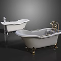 Vintage Freestanding Bathtubs With Gold Faucets And Brass Claw Feet Design