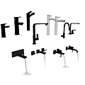 Collection of Various Black and White Faucet Styles With Water Flowing