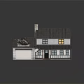 Traditional House Exterior With Gray Slate Roof Chimney Stone Walls And Wooden Porch