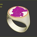 Elegant Silver Ring With Rose Gold Engraved Pattern And Polished Band 3d model