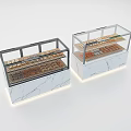 Glass Door Display Shelves With Marble Base For Pastries And Bread 3d model