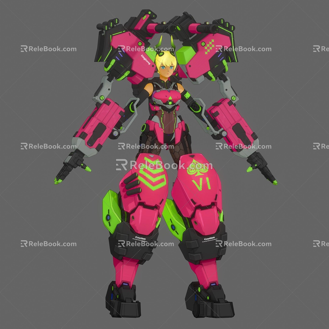 Cartoon Mecha Warrior Cartoon Animation Movie Game Armor Mecha Warrior Weapons Sci-Fi Future 3d model