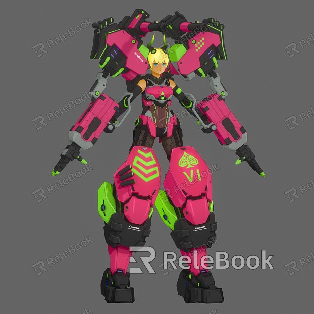 Cartoon Mecha Warrior Cartoon Animation Movie Game Armor Mecha Warrior Weapons Sci-Fi Future model