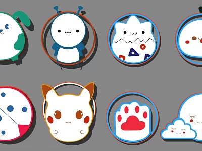 Cute Cartoon Themed Circular Ceiling Lights Featuring Various Animal Characters And Patterns 3d model