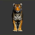Realistic Tiger With Orange Fur Black Stripes And White Underbelly Standing Pose