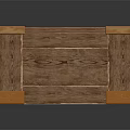 Wooden Sofa Stool with Slatted Top Square Design and Brass Accents