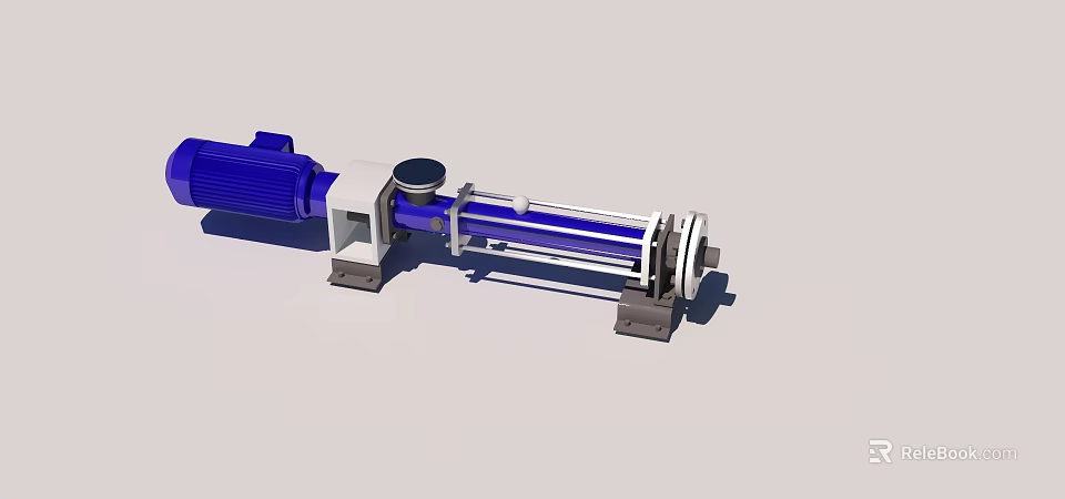 Industrial Equipment Featuring Blue Motor White Body And Cylindrical Metal Base Structure 3d model 