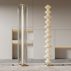 Light Luxury Floor Lamp Metal Glass Floor Lamp Metal Fabric Floor Lamp Combination 3d model