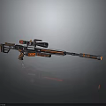 Modern Tactical Sniper Rifle With Vibrant Red Blue Orange Accents And Scope 3d model