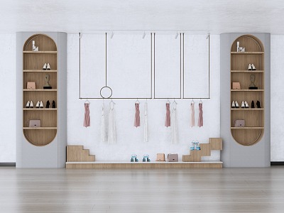 Modern display cabinet clothing exhibition wall 3d model