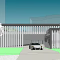 Parking Lot Layout Design With Surrounding Trees And Pedestrian Walkways