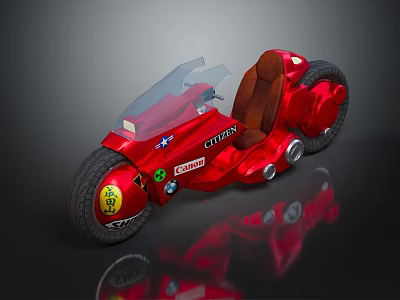 Red Modern Motorcycle With Sleek Design Brown Seat Windshield Chrome Accents Stylish Tires 3d model