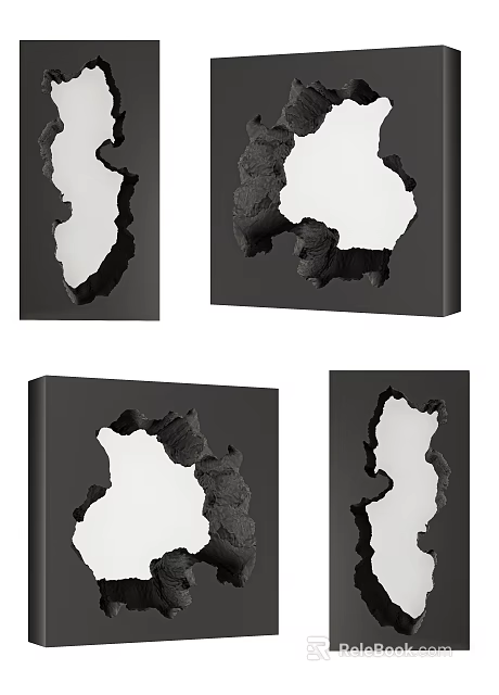 Unique Artistic Mirror With Irregular Black Frame For Home Wall Decor 3d model 