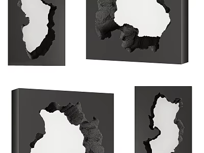Unique Artistic Mirror With Irregular Black Frame For Home Wall Decor 3d model