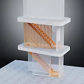 Modern Staircase Design With Wooden Steps And Multi level Platform Structure 3d model