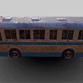Old Blue And Beige Bus With Weathered Body Vintage Windows And Metal Wheels