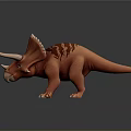 Detailed Orange Triceratops Dinosaur 3D Model with Spiked Frill and Horns