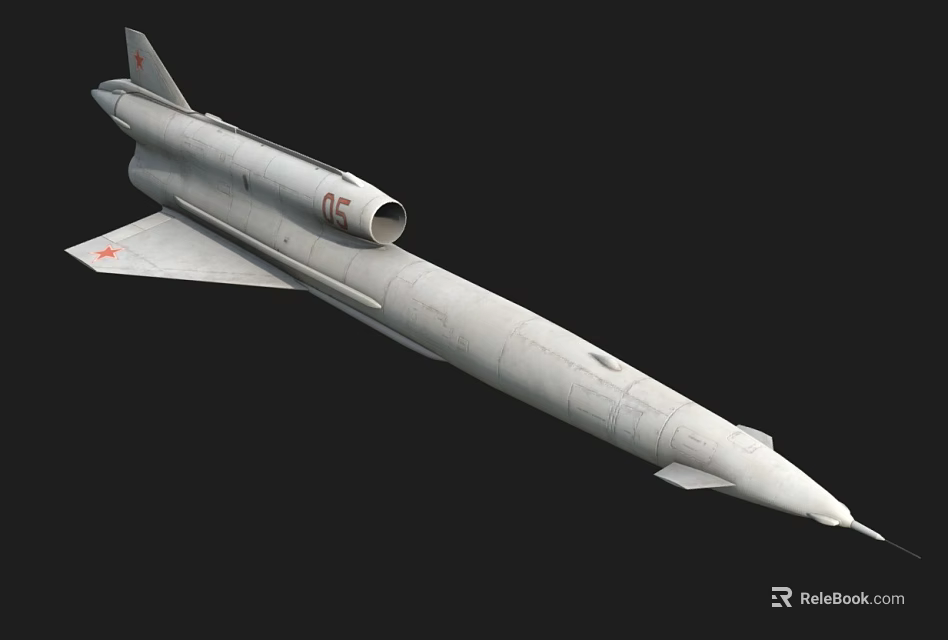 Smart Machine Silver White Aircraft Model With Pointed Nose Wings Tail And Number 05 3d model 