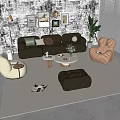 Sofa coffee table combination 3d model